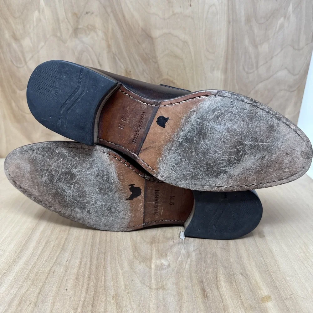 Magnanni Chestnut Penny Loafers Men's Sz 9 M Slip-Ons Leather